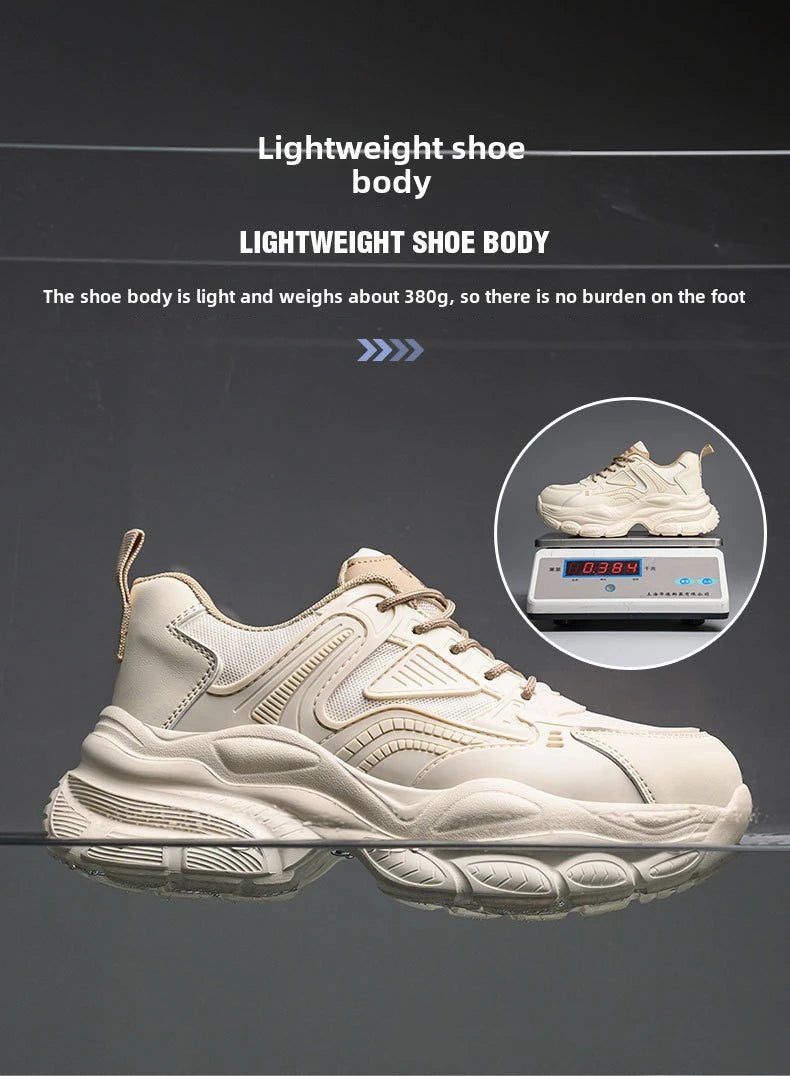 female industrial steel toe safety shoes woman breathable work shoes Lightweight Sneakers fashion spring/summer work sneakers - Prolificstore