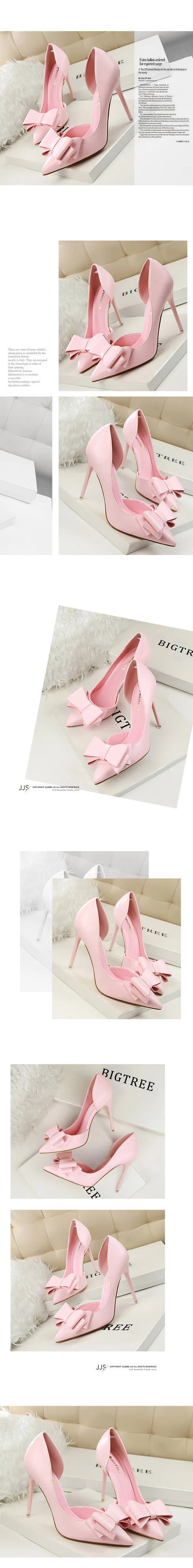 2025 High Heels 10.5cm Women's Shoes Side Hollowed Out Slim Heels Shallow Mouth Lady Pumps Butterfly-Knot Stiletto Banquet Shoes