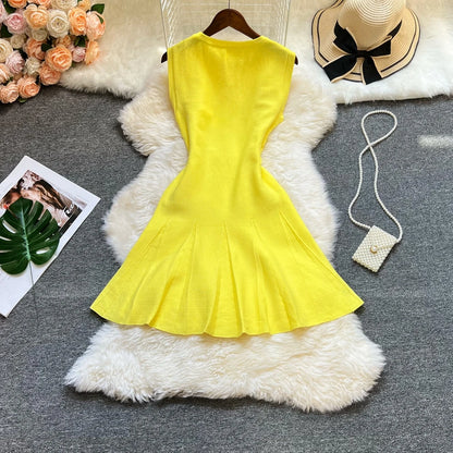 YuooMuoo Chic Fashion 2026 Summer Pleated Short Dress Women O-neck Slim Waist A-line Party Dress Streetwear Lady Outfits Vestido - Prolificstore