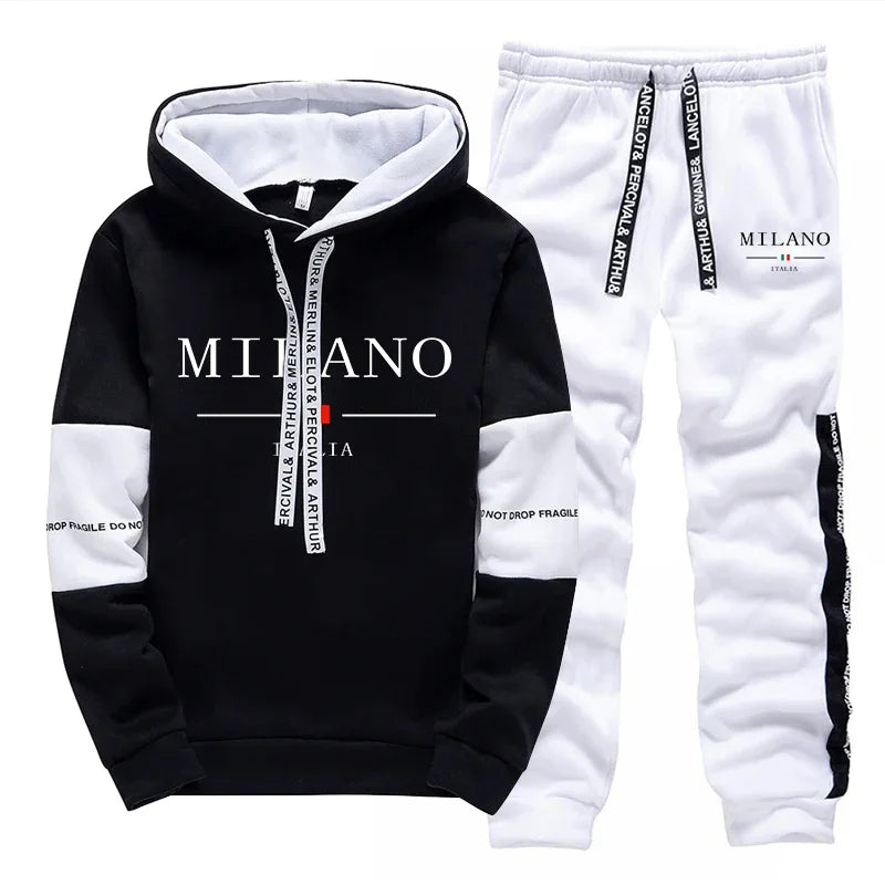 Hot Sales Mens Tracksuit Casual Print Sweatshirts Single Piece Hoodie Pants Sports Jogging Mens Clothing AutumnWinter Sportswear
