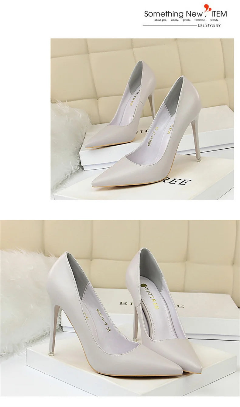 Women Korean Version Fashion Shallow Mouth Office Shoes Stiletto Party Single Shoes Female Comfort Women Heels Simple 9511-17