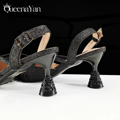 Festive Elegance:High Quality Pointed Toe Women's Sandals Fashion Design Sling backs Shoes For Wedding Party - Prolificstore