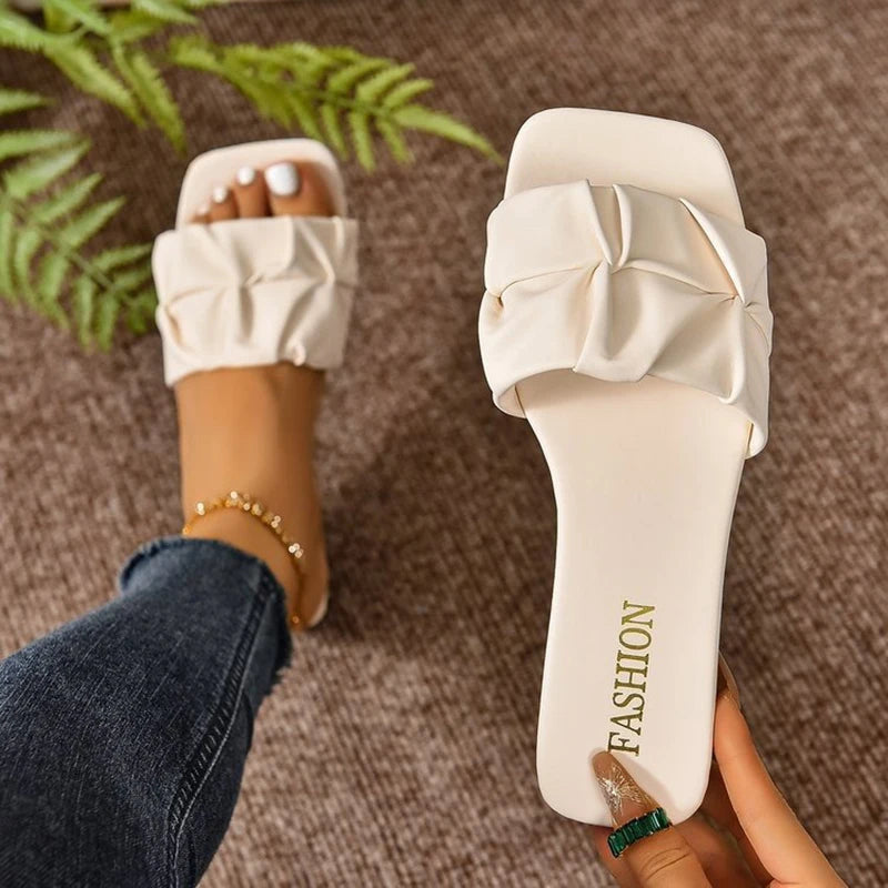 Women's Sandals Fashion Square Head Summer Shoes For Women Flat Sandals Korean Style Slippers Summer Sandalias De Mujer Footwear - Prolificstore