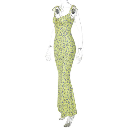 Hugcitar Women Elegant Floral Beach Vacation Bodycon Streetwear Long Dress 2026 Summer Clothes Wholesale Items For Business