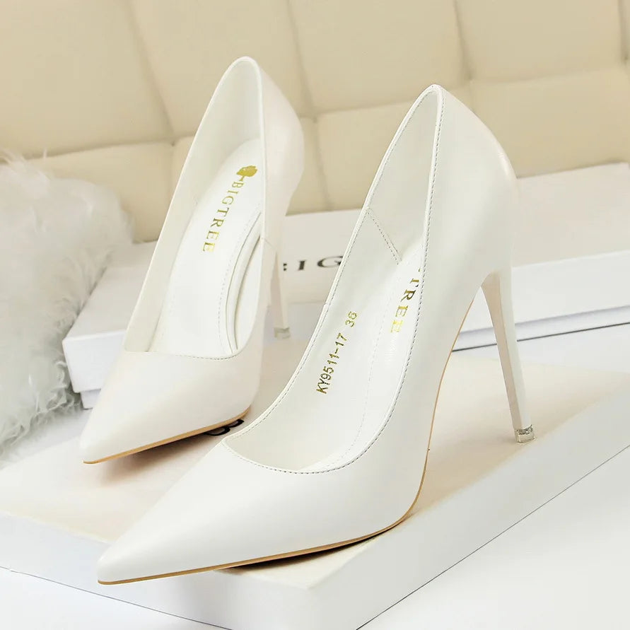 Women Korean Version Fashion Shallow Mouth Office Shoes Stiletto Party Single Shoes Female Comfort Women Heels Simple 9511-17