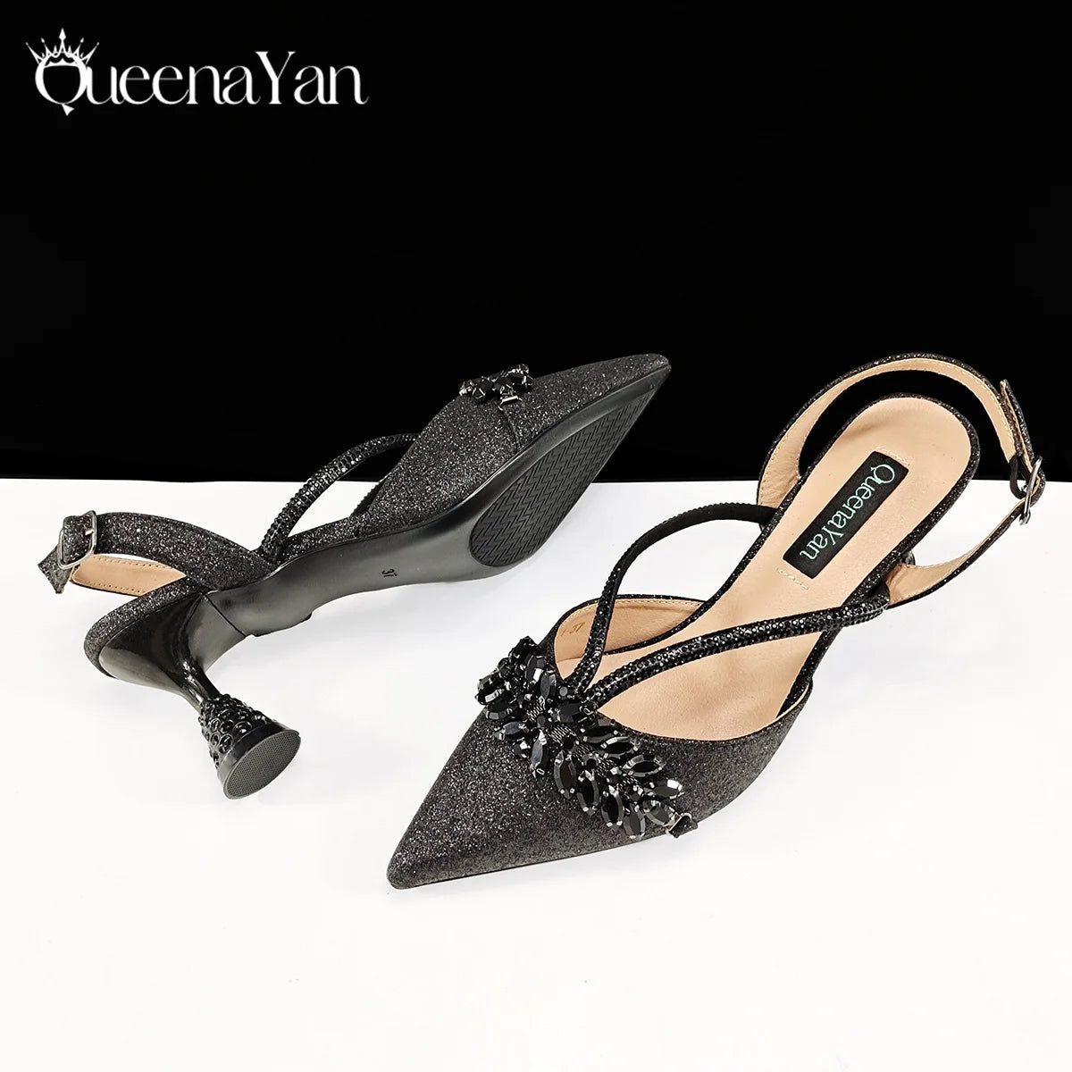Festive Elegance:High Quality Pointed Toe Women's Sandals Fashion Design Sling backs Shoes For Wedding Party - Prolificstore