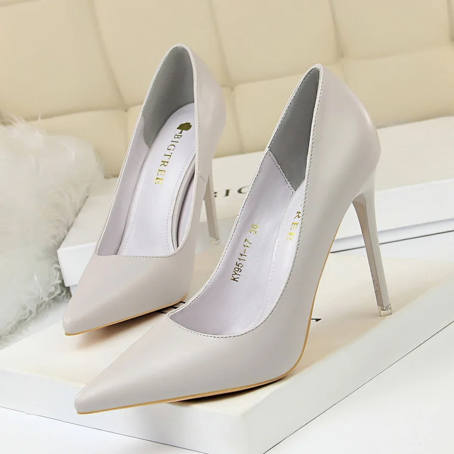 Women Korean Version Fashion Shallow Mouth Office Shoes Stiletto Party Single Shoes Female Comfort Women Heels Simple 9511-17