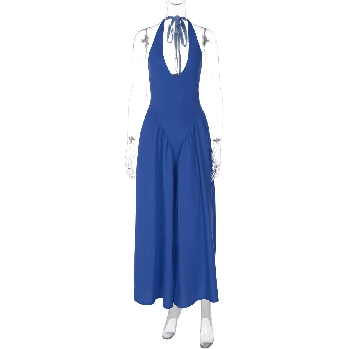 Talenza Backless Deep V Spliced Long Dress Summer Women's Sexy Party Dress Halter New Fashion Slim White Sleeveless Long Dress