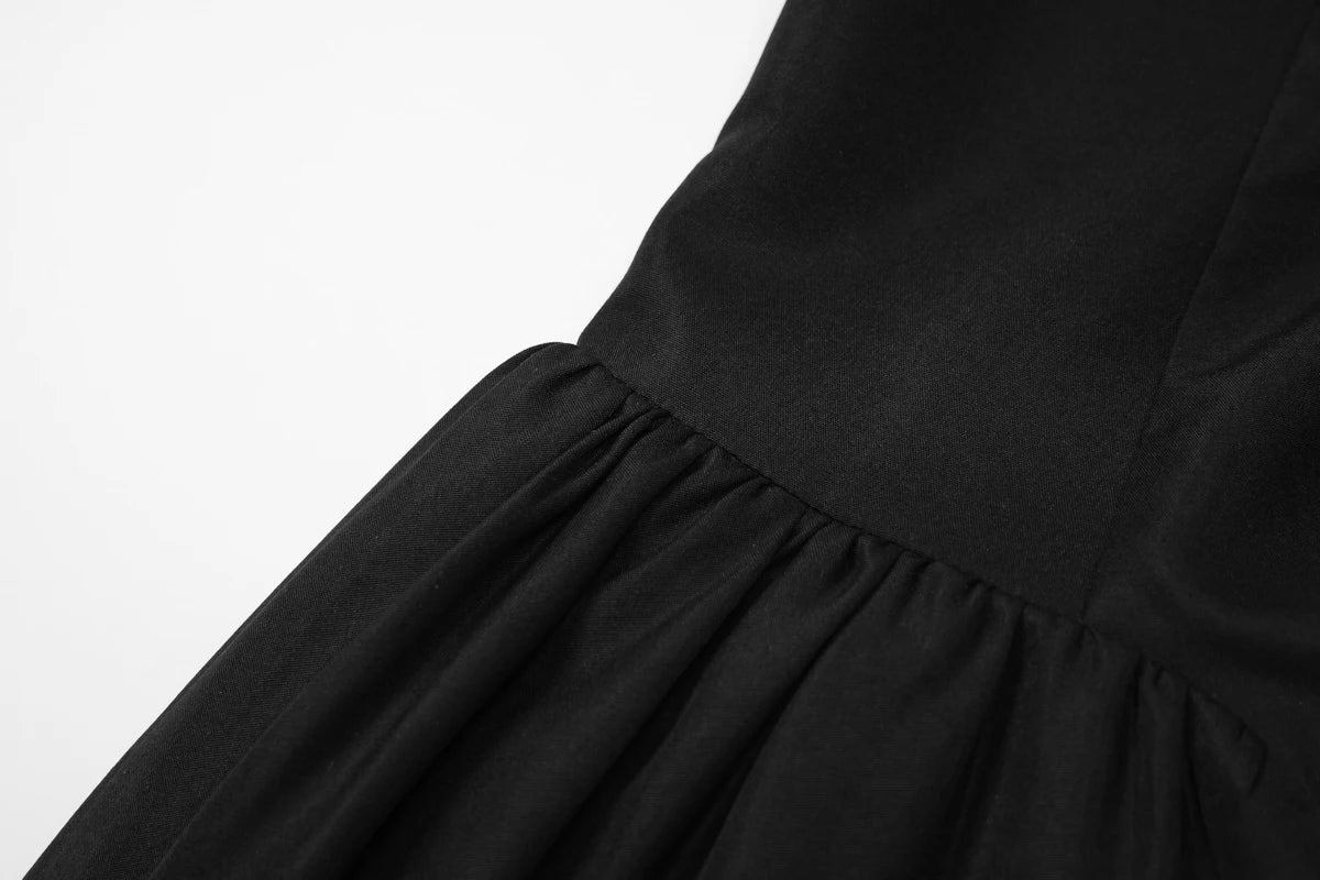 Dulzura Off Shoulder Backless Zipper Slip Puffy Mini Dress Women'S Fashion Sexy Elegant Clothes Party Prom Spring Summer Outfit
