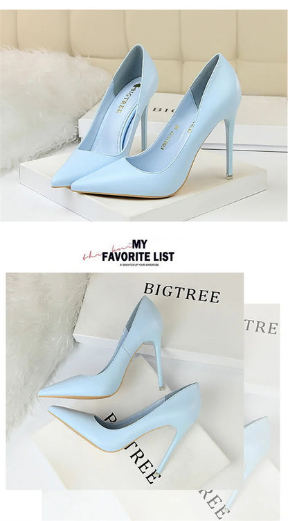 Women Korean Version Fashion Shallow Mouth Office Shoes Stiletto Party Single Shoes Female Comfort Women Heels Simple 9511-17
