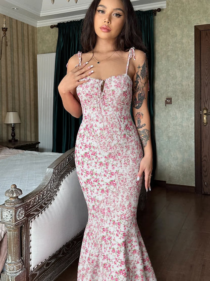 Hugcitar Women Elegant Floral Beach Vacation Bodycon Streetwear Long Dress 2026 Summer Clothes Wholesale Items For Business - Prolificstore
