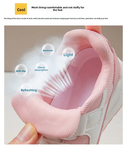 PU Leather Sport Shoes For Children 2026 Trend Fashion Kid's Sneakers Soft-soled Outdoor Boy's Girl's Running Shoes