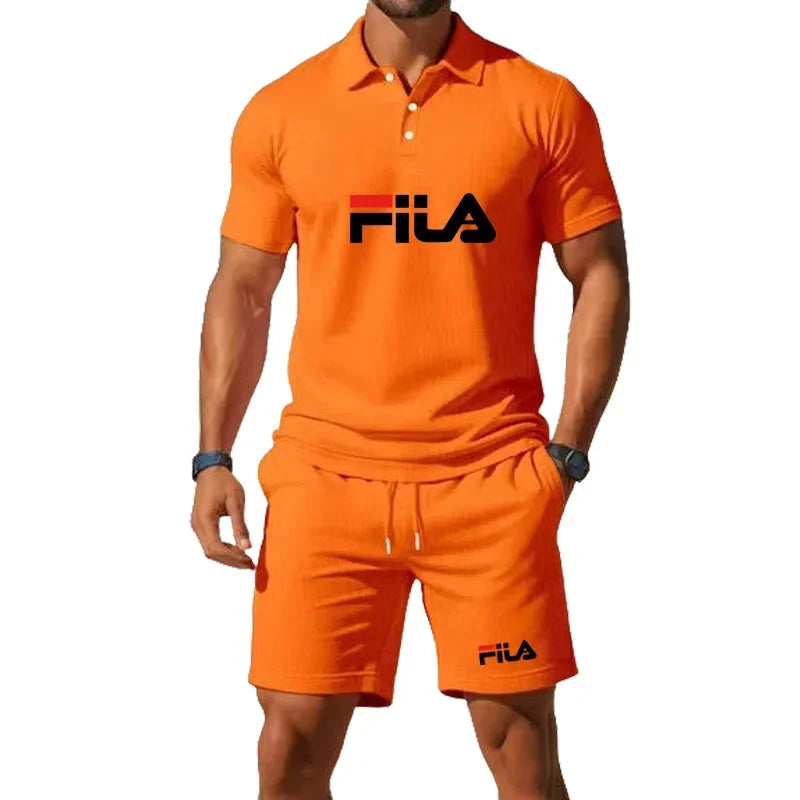 Men's Summer 2 Piece Set 2026 Mesh Breathable Polo Shirt and Jogging Shorts Fashion Fitness Basketball Tracksuit Casual Outfit - Prolificstore