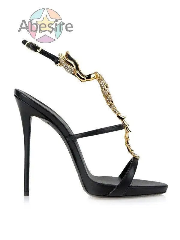 Classic Summer New Women's Stiletto Heel Sheepskin Peep Toe Platform Rhinestone Sandals High Heel Ankle Strap Pumps Sandals - Prolificstore