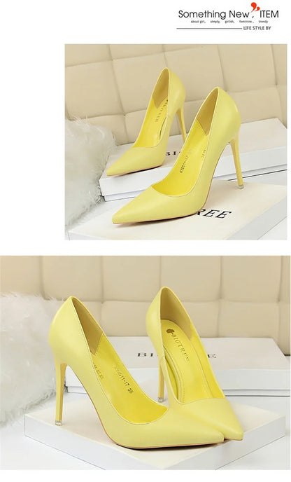 Women Korean Version Fashion Shallow Mouth Office Shoes Stiletto Party Single Shoes Female Comfort Women Heels Simple 9511-17