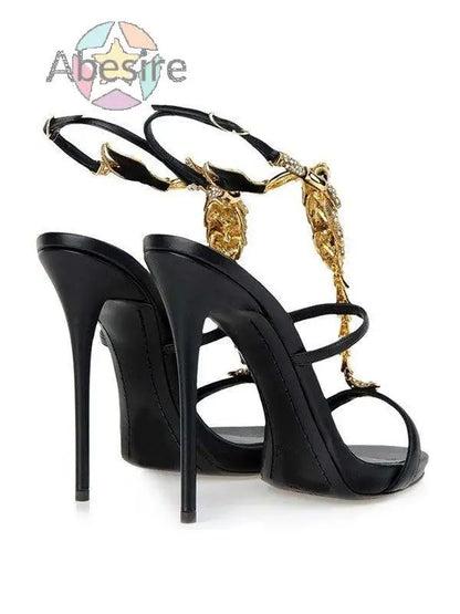 Classic Summer New Women's Stiletto Heel Sheepskin Peep Toe Platform Rhinestone Sandals High Heel Ankle Strap Pumps Sandals - Prolificstore
