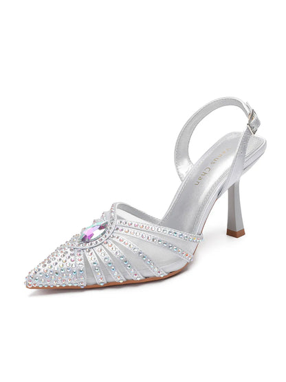2025 Elegant Fruit Green Women's Green Heels and Rhinestone Handbag Set - Italian Design for Weddings and Parties