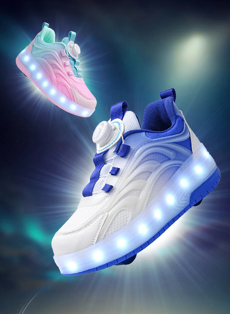 Two Wheels Children's Led Light Roller Skate Shoes For Kids Boys Girls Glowing Sports Luminous Sneakers Skateboard USB Charging - Prolificstore