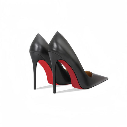 Hot selling patent leather black thin heel pointed super high heels for women, professional and sexy 12cm single shoe large size - Prolificstore