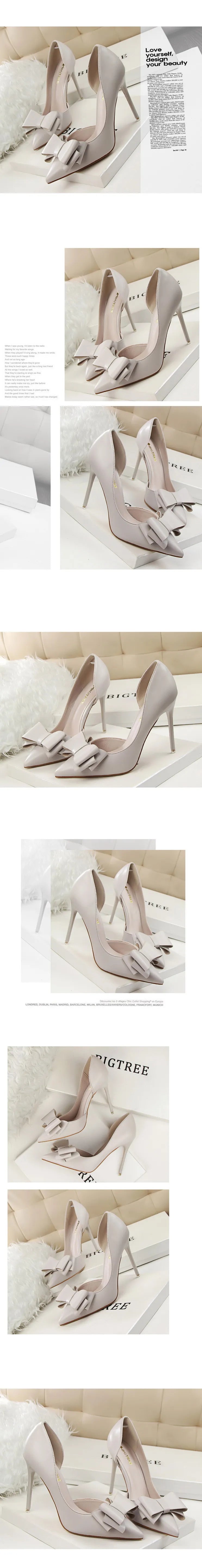 2025 High Heels 10.5cm Women's Shoes Side Hollowed Out Slim Heels Shallow Mouth Lady Pumps Butterfly-Knot Stiletto Banquet Shoes