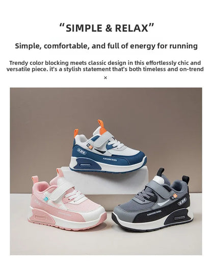 PU Leather Sport Shoes For Children 2026 Trend Fashion Kid's Sneakers Soft-soled Outdoor Boy's Girl's Running Shoes