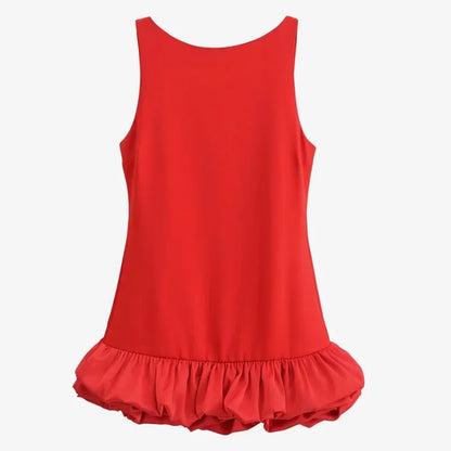 HXAO White Short Dress Women's Ruffle Backless Party Dresses Black Red Sleeveless Bodycon Mini Dress Woman Summer Sexy Vestidos - Prolificstore