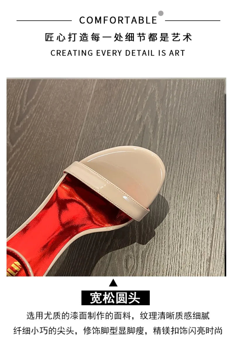 2026 New Women's Shoes Fashion Patent Leather High-heeled Sandals Luxury Women Designer Shoes Fine Heel Sexy High Heels Zapatos
