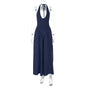 Talenza Backless Deep V Spliced Long Dress Summer Women's Sexy Party Dress Halter New Fashion Slim White Sleeveless Long Dress