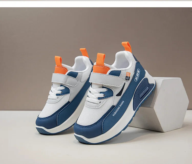 PU Leather Sport Shoes For Children 2026 Trend Fashion Kid's Sneakers Soft-soled Outdoor Boy's Girl's Running Shoes