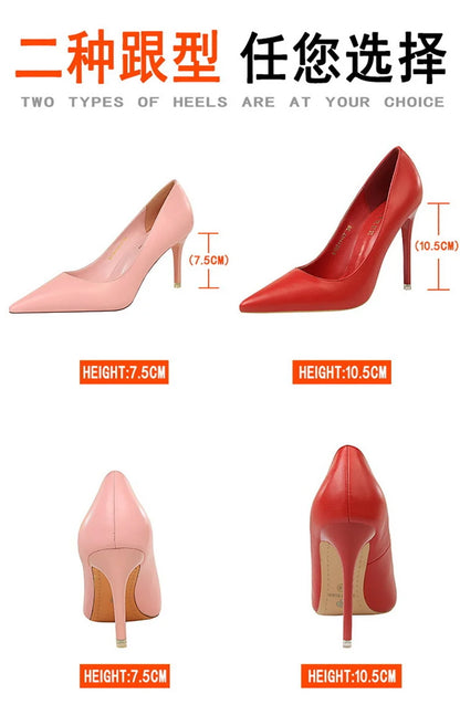 Women Korean Version Fashion Shallow Mouth Office Shoes Stiletto Party Single Shoes Female Comfort Women Heels Simple 9511-17