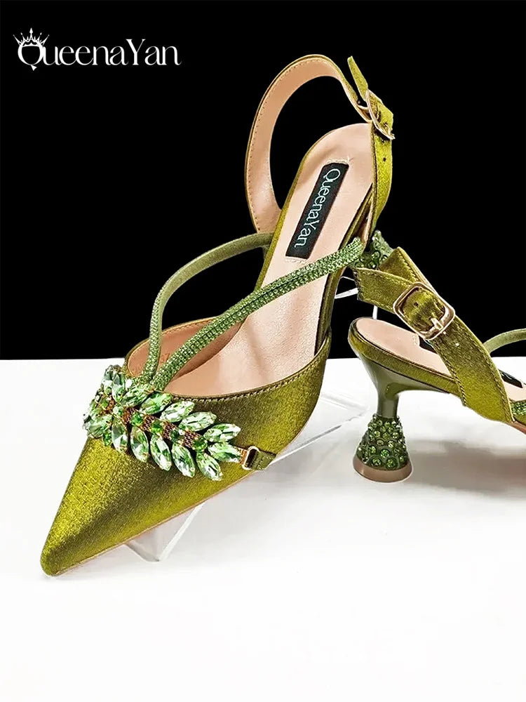 Festive Elegance:High Quality Pointed Toe Women's Sandals Fashion Design Sling backs Shoes For Wedding Party - Prolificstore