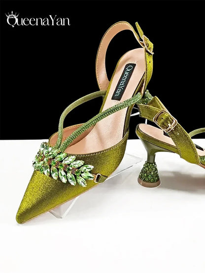 Festive Elegance:High Quality Pointed Toe Women's Sandals Fashion Design Sling backs Shoes For Wedding Party - Prolificstore