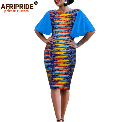 African Bodycon Dresses for Women AFRIPRIDE Bazin Richi Short Butterfly Sleeves Dashiki Wax Women Ankara Print Dress A1925007