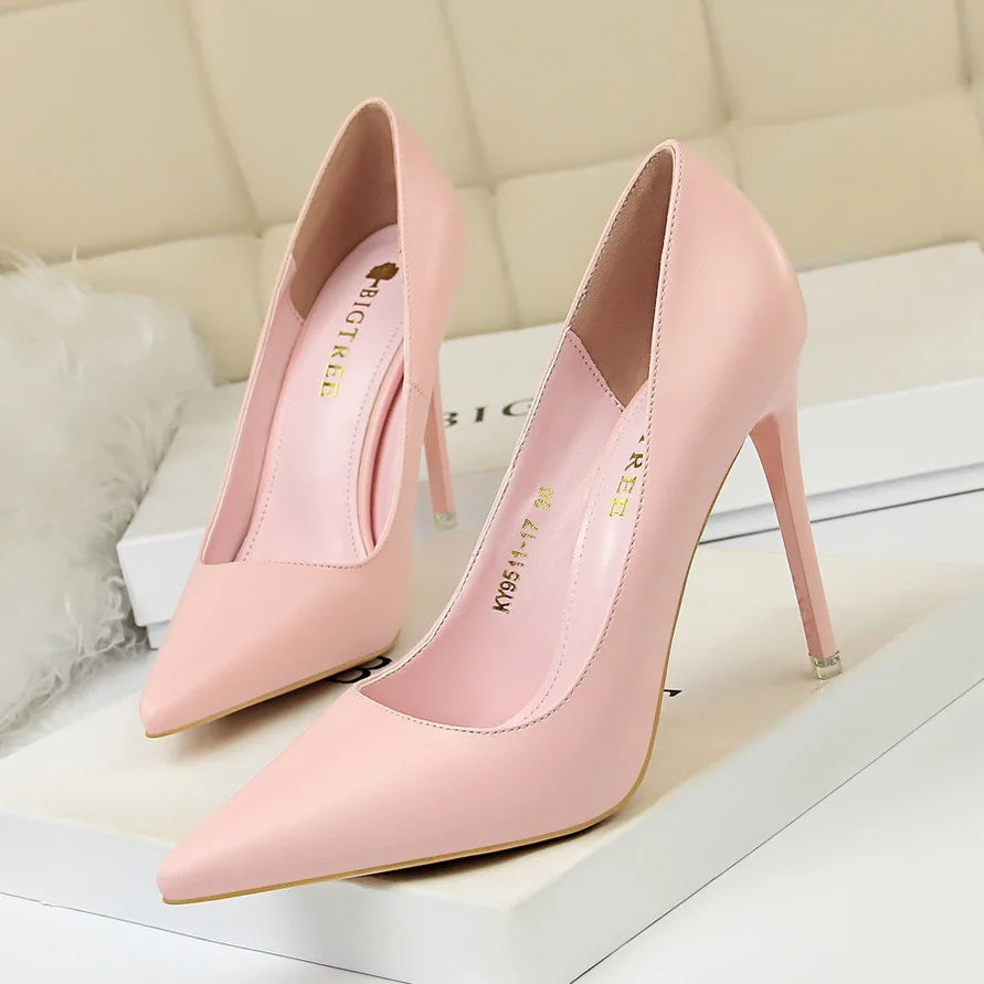 Women Korean Version Fashion Shallow Mouth Office Shoes Stiletto Party Single Shoes Female Comfort Women Heels Simple 9511-17