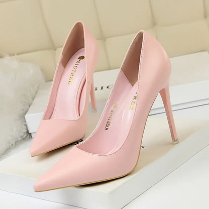 Women Korean Version Fashion Shallow Mouth Office Shoes Stiletto Party Single Shoes Female Comfort Women Heels Simple 9511-17