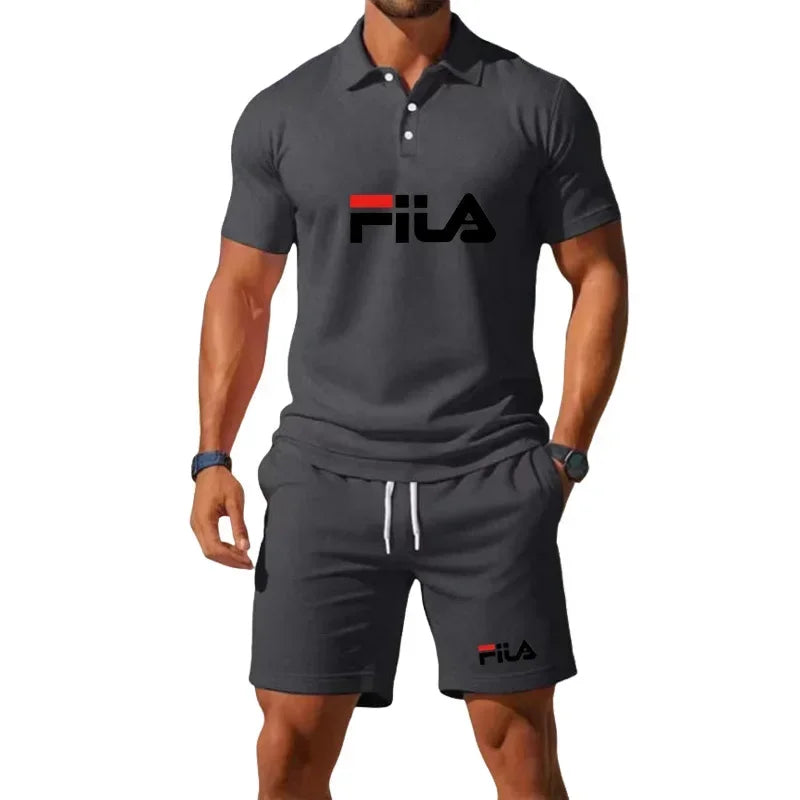 Men's Summer 2 Piece Set 2026 Mesh Breathable Polo Shirt and Jogging Shorts Fashion Fitness Basketball Tracksuit Casual Outfit - Prolificstore