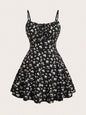 New fashion floral elegant sleeveless thin strap camisole dress