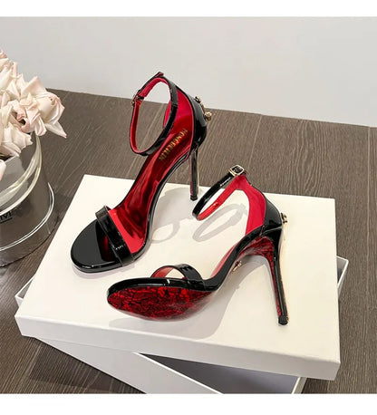 2026 New Women's Shoes Fashion Patent Leather High-heeled Sandals Luxury Women Designer Shoes Fine Heel Sexy High Heels Zapatos