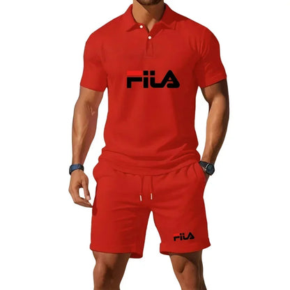 Men's Summer 2 Piece Set 2026 Mesh Breathable Polo Shirt and Jogging Shorts Fashion Fitness Basketball Tracksuit Casual Outfit - Prolificstore