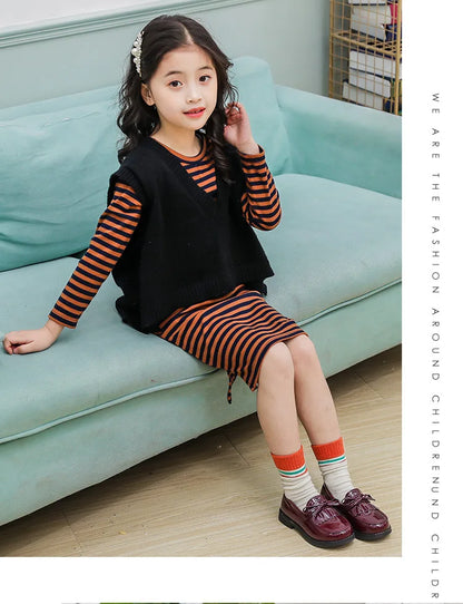 Girls Casual Leather Shoes Kids Flats Tassels with Bow-knot British Style Soft Slip-on Loafers for Wedding Party Bright Skin New - Prolificstore