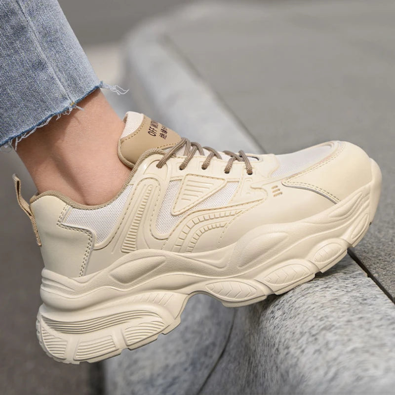 female industrial steel toe safety shoes woman breathable work shoes Lightweight Sneakers fashion spring/summer work sneakers - Prolificstore