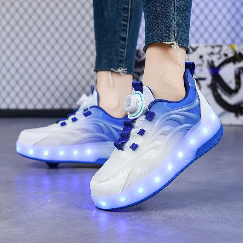 Two Wheels Children's Led Light Roller Skate Shoes For Kids Boys Girls Glowing Sports Luminous Sneakers Skateboard USB Charging - Prolificstore