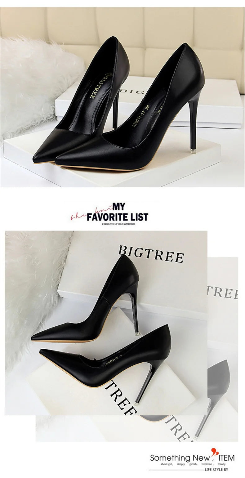 Women Korean Version Fashion Shallow Mouth Office Shoes Stiletto Party Single Shoes Female Comfort Women Heels Simple 9511-17
