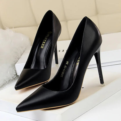 Women Korean Version Fashion Shallow Mouth Office Shoes Stiletto Party Single Shoes Female Comfort Women Heels Simple 9511-17