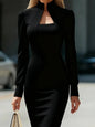 Elegant Long Sleeve Bodycon Dress Chic Fall/Winter Office & Party Midi Dress for Women - Prolificstore
