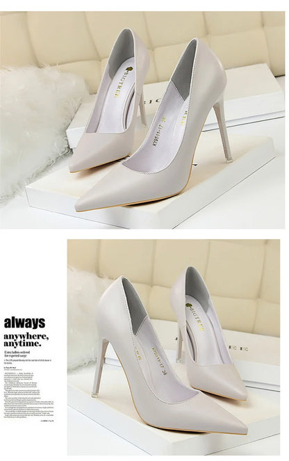Women Korean Version Fashion Shallow Mouth Office Shoes Stiletto Party Single Shoes Female Comfort Women Heels Simple 9511-17