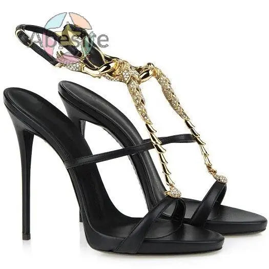 Classic Summer New Women's Stiletto Heel Sheepskin Peep Toe Platform Rhinestone Sandals High Heel Ankle Strap Pumps Sandals - Prolificstore