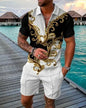 Summer New Men's 3D Printing Short Sleeve Zipper Polo Shirt Shorts Set  Men Casual  2-piece Vacation Beach Set - Prolificstore