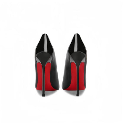 Hot selling patent leather black thin heel pointed super high heels for women, professional and sexy 12cm single shoe large size - Prolificstore