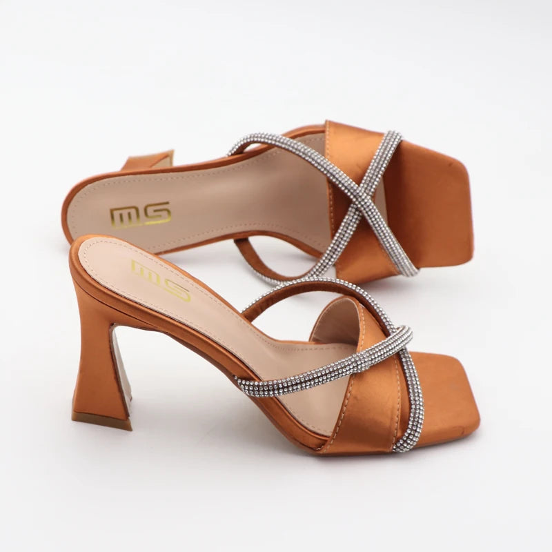 Black Red High Heel Slippers Women Open Toe Slingback Sandals Female Pumps Square Toe Summer Simple Designer Heeled Sandals - Prolificstore
